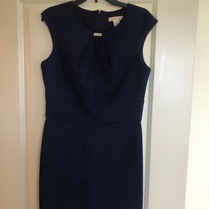 Navy Sleeveless pencil dress with keyhole detail